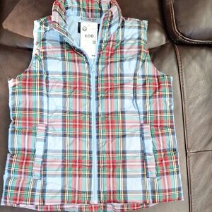 Lands' End Multicolor Plaid Kids Vest